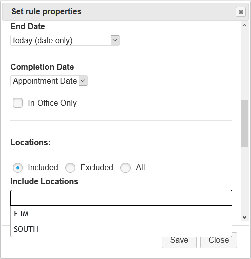 Screenshot of Selecting Locations for Structured Template Add Rule
